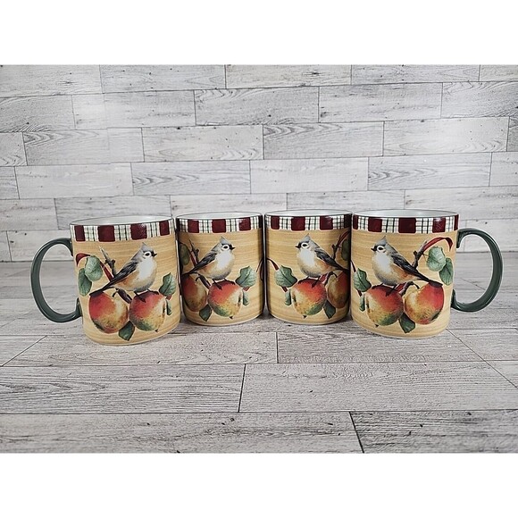Lenox Winter Greetings Everyday Mug Set Birds Ceramic Cups Catherine McClung